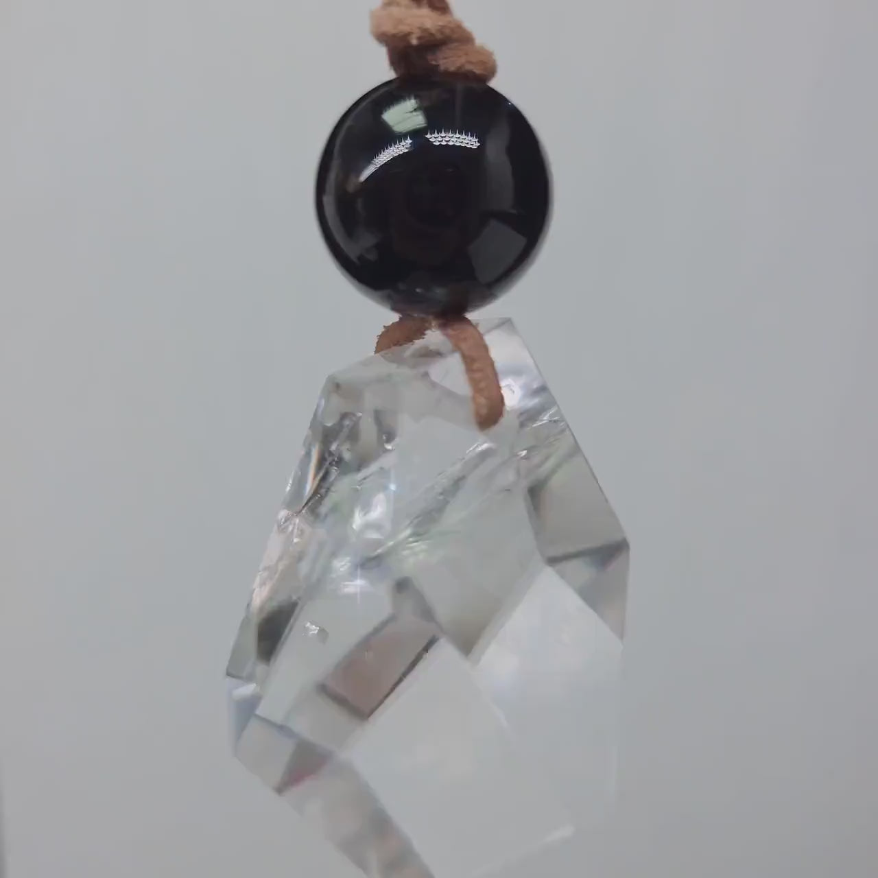 Clear Quartz Necklace Chunky Himalayan Crystal Freeform Geometry Clear Quartz Jewelry Black Agate For Man and Women Yoga Pendant