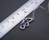 Sterling Silver Gorgeous Tanzanite Butterfly Necklace Man created Energic Tanzanite Pendant