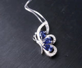 Sterling Silver Gorgeous Tanzanite Butterfly Necklace Man created Energic Tanzanite Pendant