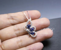 Sterling Silver Gorgeous Tanzanite Butterfly Necklace Man created Energic Tanzanite Pendant