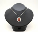 Large Red Bloodstone Necklace - Sterling Silver Infinite Red Jasper Root Chakra Healing Natural Bloodstone Pendant