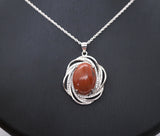 Large Red Bloodstone Necklace - Sterling Silver Infinite Red Jasper Root Chakra Healing Natural Bloodstone Pendant